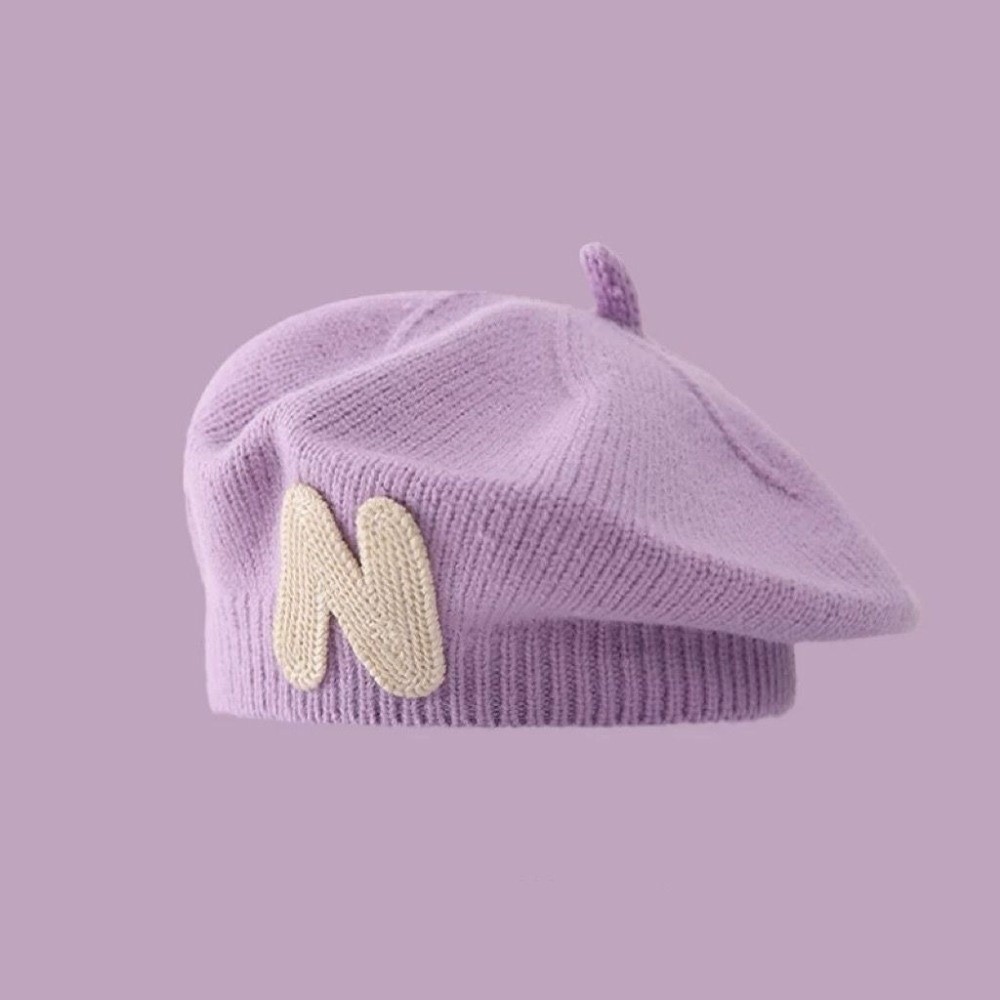 Embroidery Letter N - Topi Baret Balita Bordir Huruf N