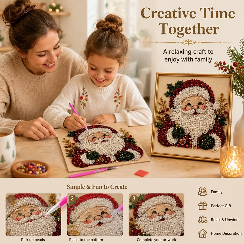 Embroidery Art - Kit Seni Mutiara Santa Claus Natal