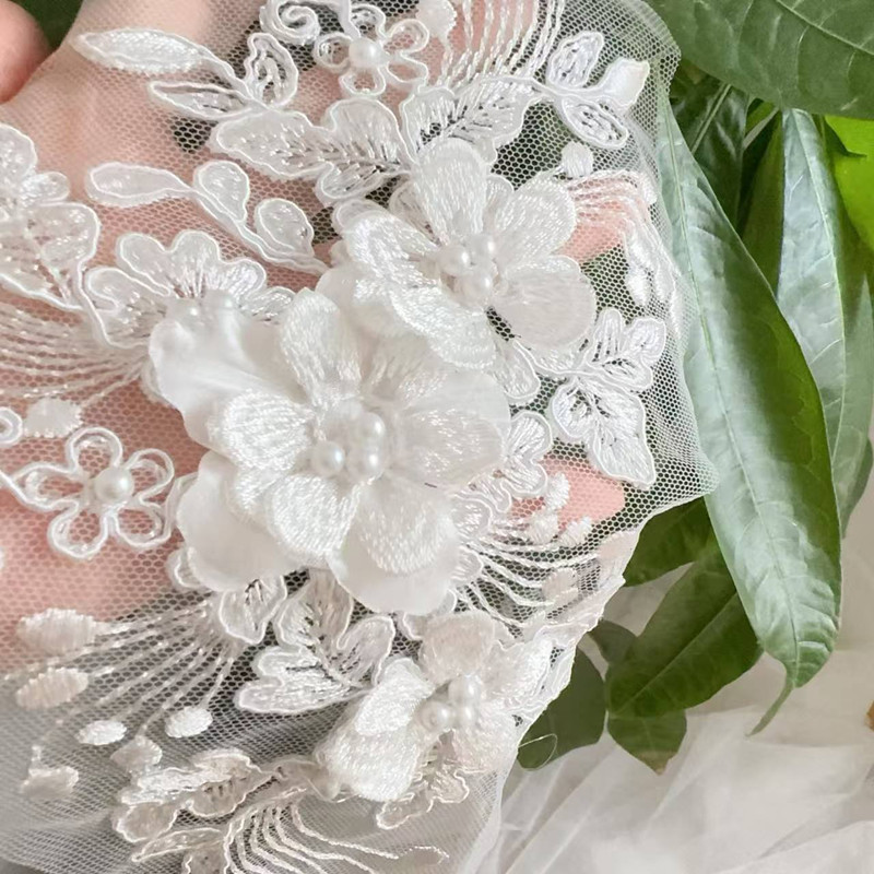 Embroidery Flower Pattern - 2PCS=1Pasang, Bordir Tali Mutiara Renda Bunga