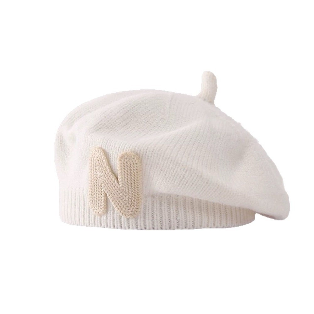 Embroidery Letter N - Topi Baret Balita Bordir Huruf N