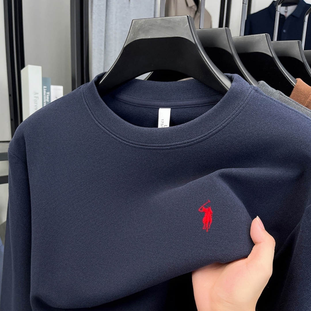Embroidery Fashion - Kaos polo lengan panjang pria merek