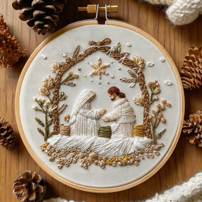 Embroidery X Stitch - Kit Bordir Natal Kelahiran Yesus dengan