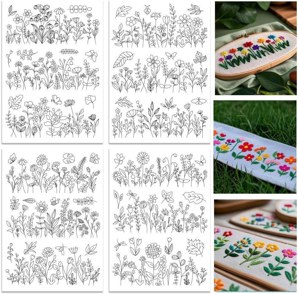 Embroidery Flower Pattern - Stabilisator Pola Bordir yang Larut dalam