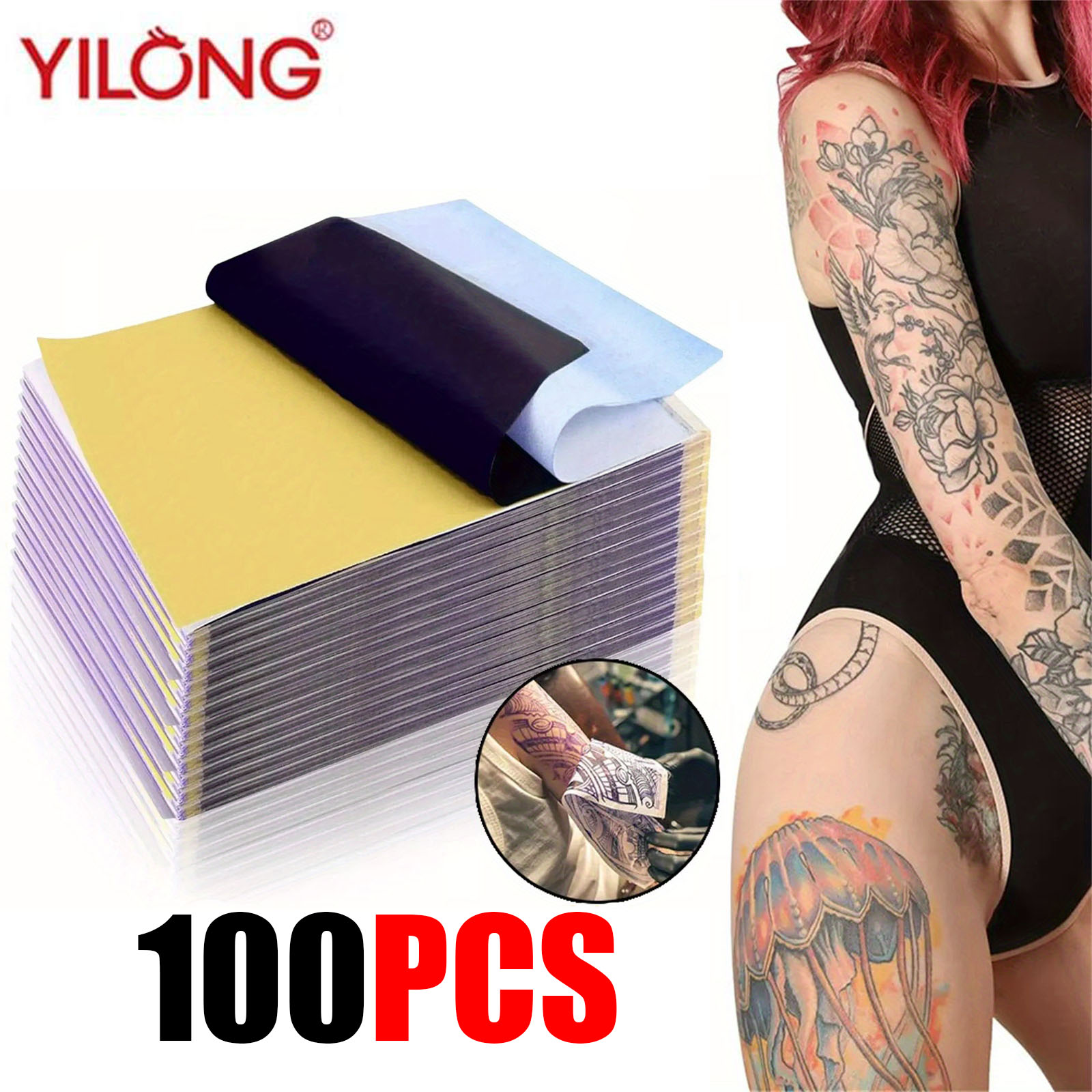 Transfer Paper Carbon - 100 Buah Kertas Transfer Tato Profesional