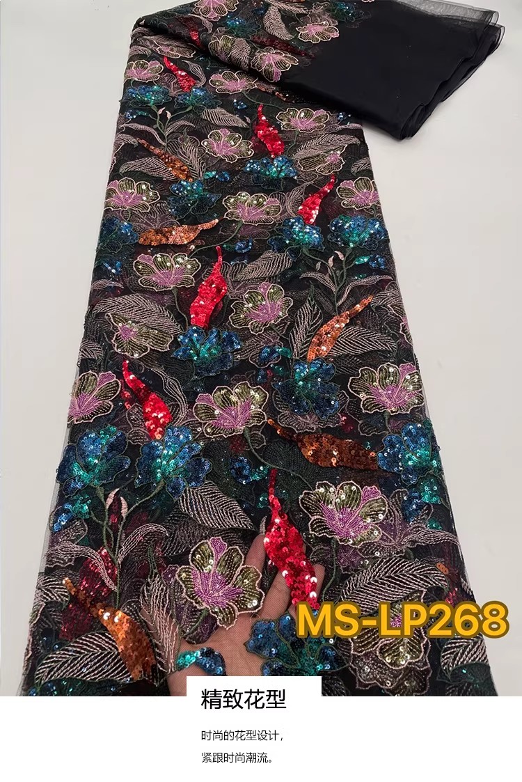 Embroidery Flower Pattern - 1 yard Kain Bordir Payet Bunga