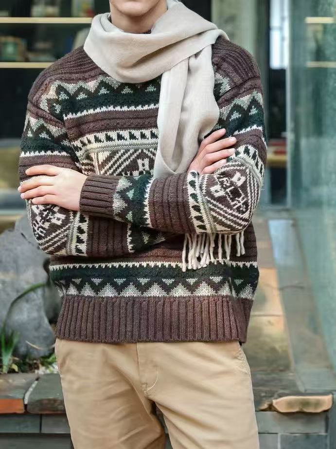 Sweter Rajutan Pria dan Wanita - Embroidery Flower Pattern ulasan dan harga