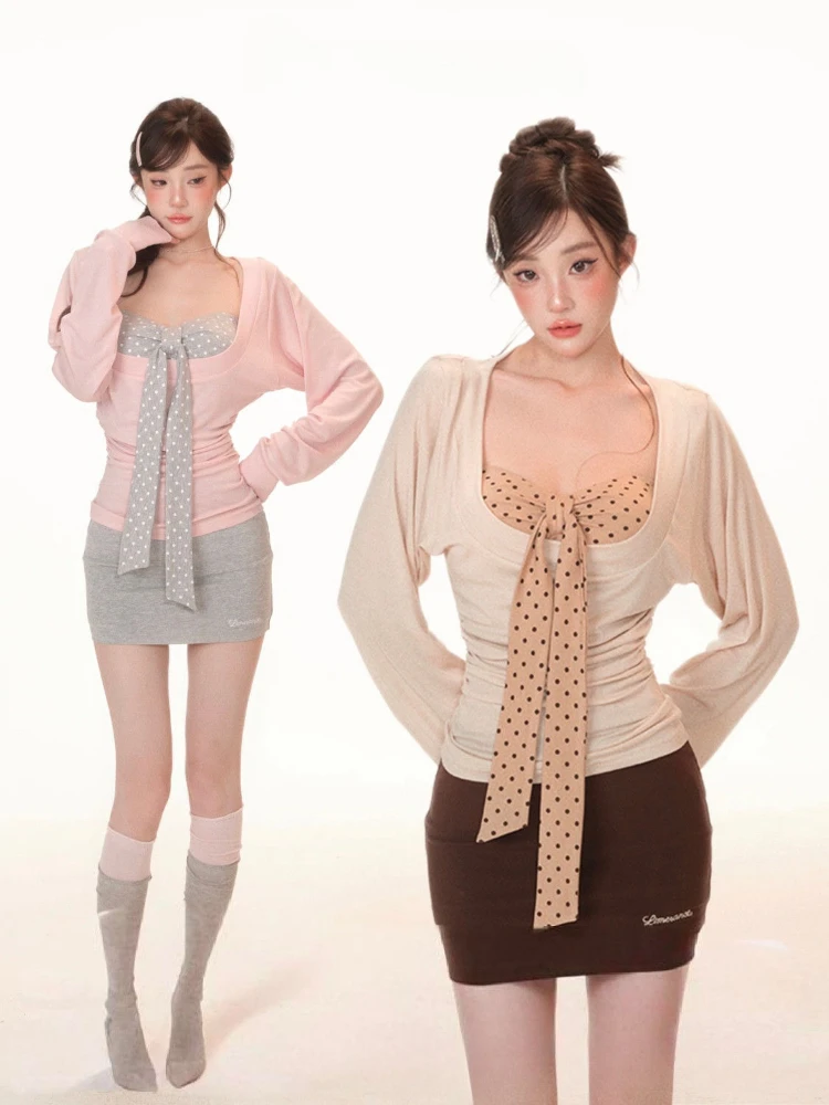 Set Dua Potong Y2K: Atasan Lip - Embroidery Fashion ulasan dan harga