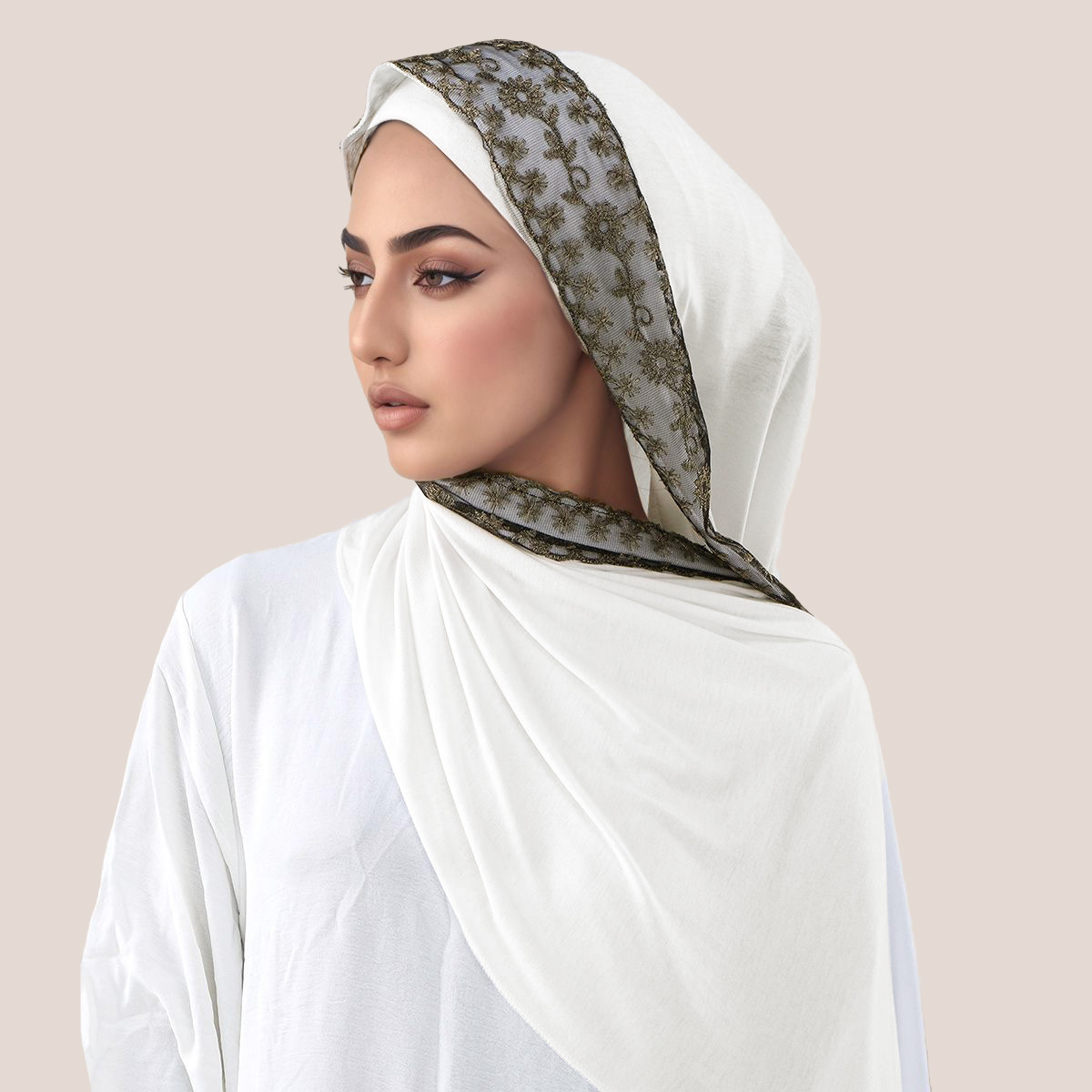 Hijab Muslim Jersey Katun Bord - Embroidery Fashion ulasan dan harga
