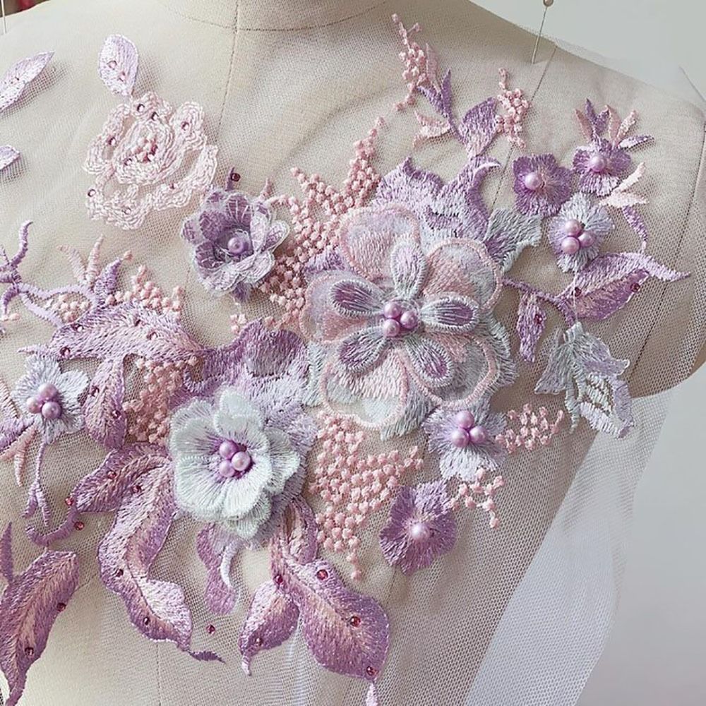 Kain Renda Manik-manik Bunga 3 - Embroidery Flower Pattern ulasan dan harga