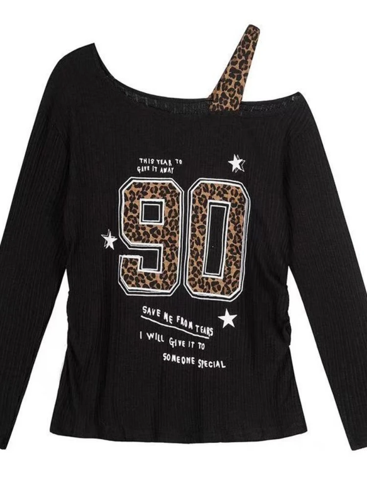 Kaos Leopard Print Patchwork Y - Embroidery Fashion ulasan dan harga