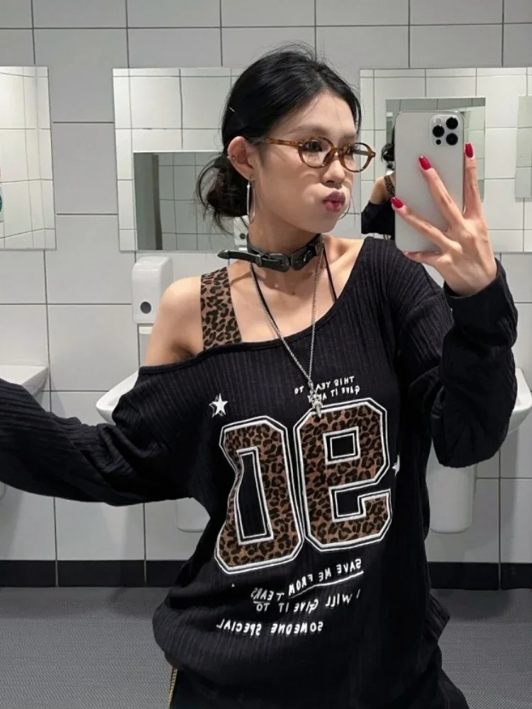 Kaos Leopard Print Patchwork Y - Embroidery Fashion ulasan dan harga
