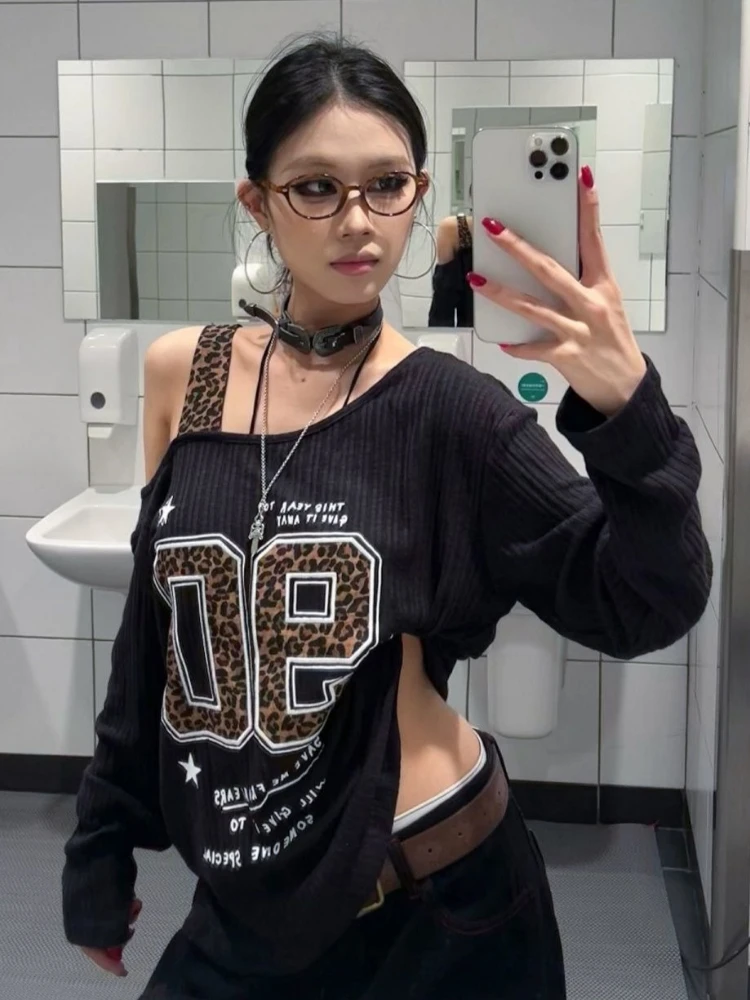 Kaos Leopard Print Patchwork Y - Embroidery Fashion ulasan dan harga