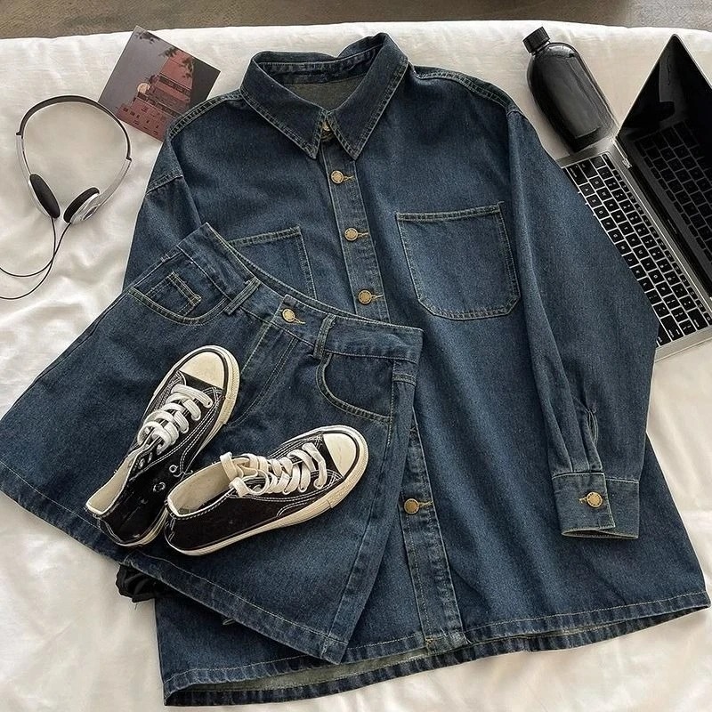 Set Rok Denim Y2K: Jaket Kanci - Embroidery Fashion ulasan dan harga