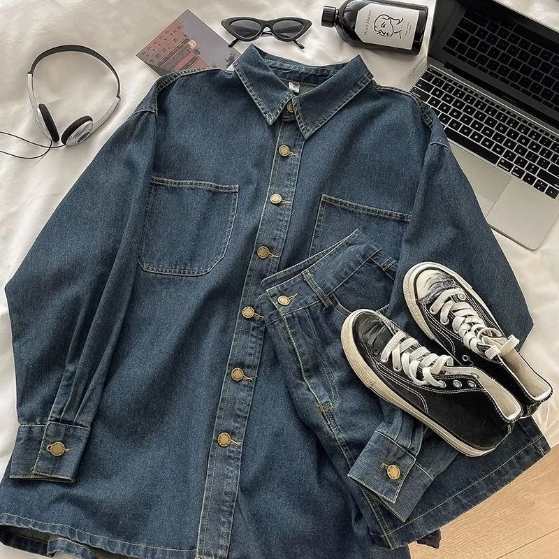 Set Rok Denim Y2K: Jaket Kanci - Embroidery Fashion ulasan dan harga
