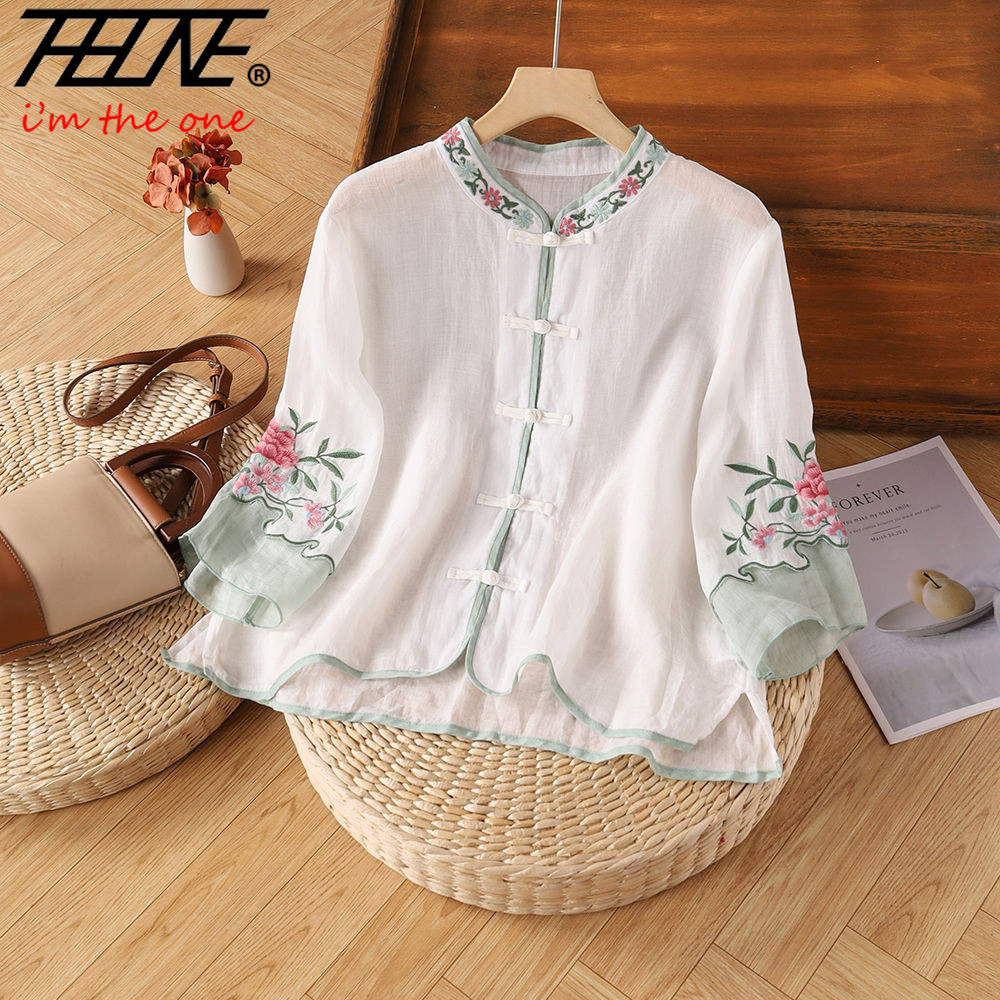 THHONE Kemeja Blus Bordir Paka - Embroidery Baju ulasan dan harga
