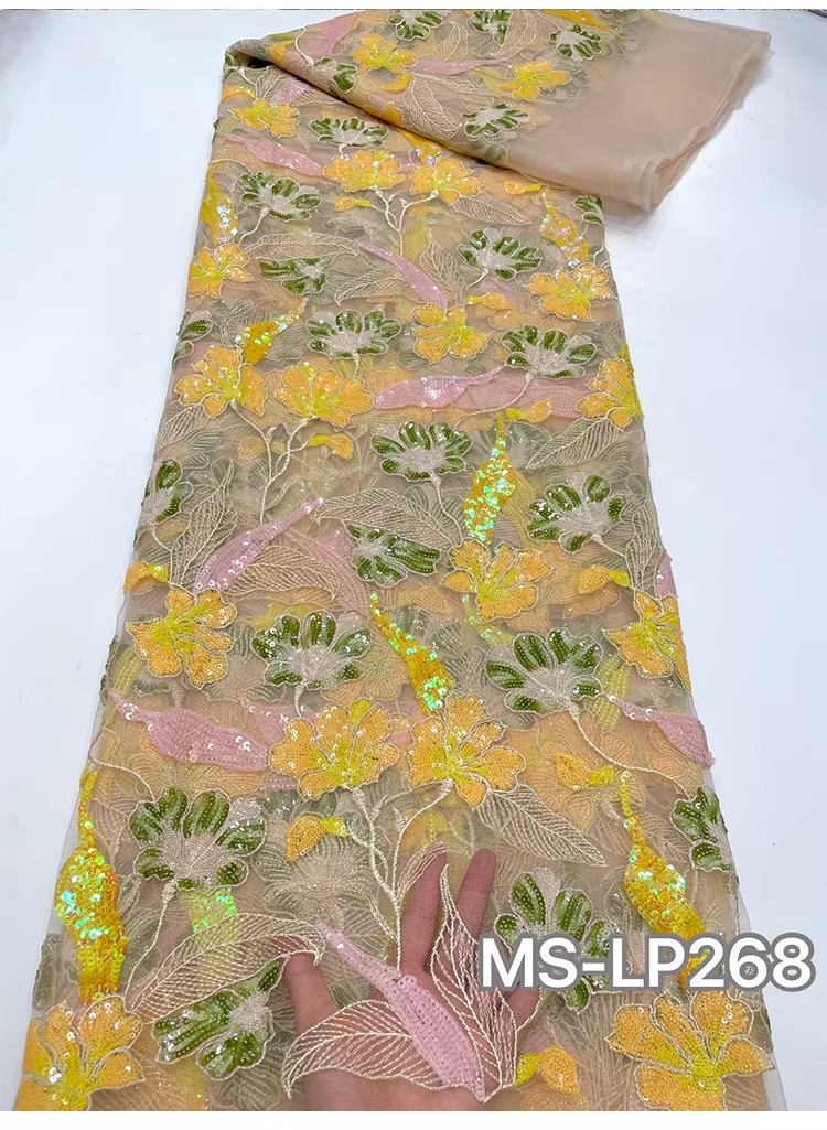 1 yard Kain Bordir Payet Bunga - Embroidery Flower Pattern ulasan dan harga